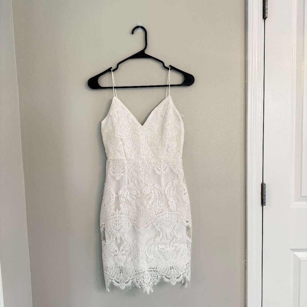 White Sequin Hello Molly Dress
